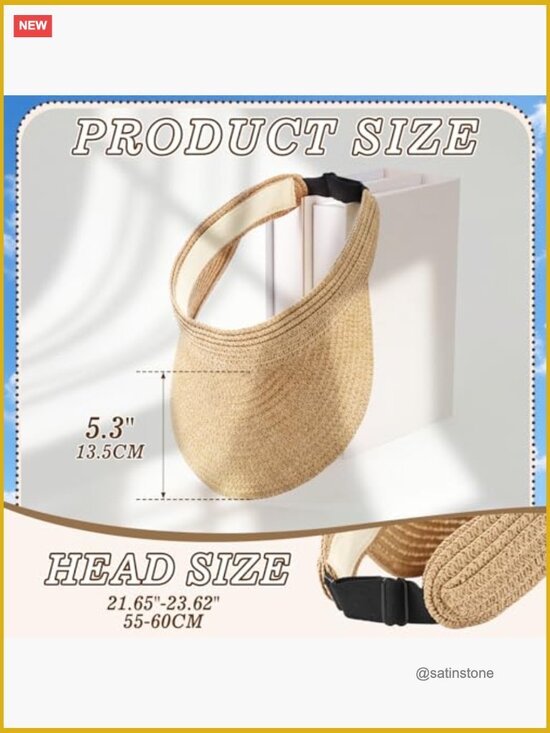Sun Visor Hats for Women Large Brim UPF 50+ Adjustable Ponytail Packable Bamboo main image 7